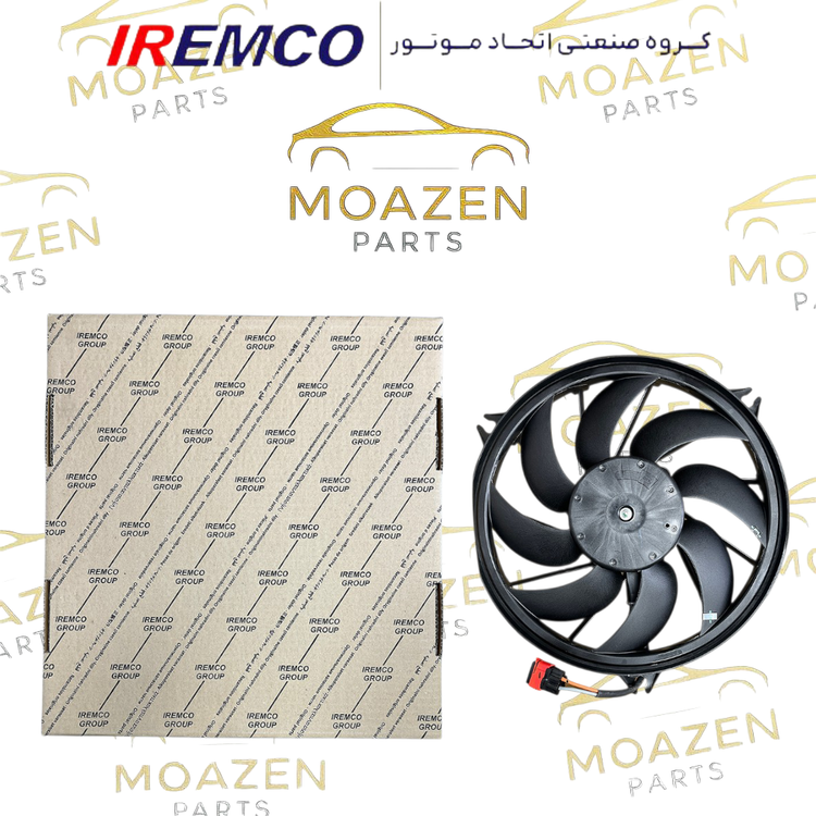 مجموعه کامل موتور فن رادیاتور پژو ۲۰۶ / ۲۰۷ / رانا برند IREMCO