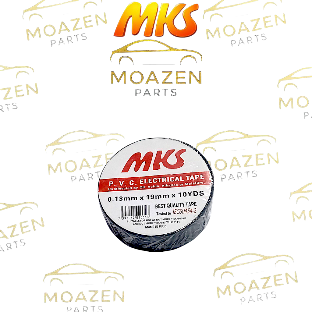 نوار چسب برق مشکی برند MKS مدل PVC ضخامت 0.13 میلی‌ متر، عرض 19 میلی‌ متر و طول 10 متر