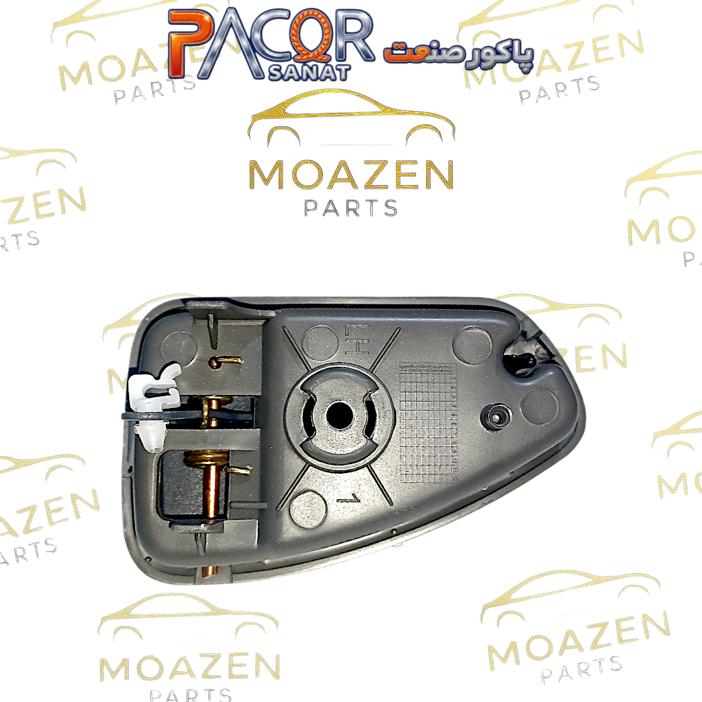 دستگیره درب بازکن داخلی فلزی پراید ۱۱۱–۱۳۱–۱۳۲ طوسی چپ برند پاکور صنعت (PACOR SANAT)